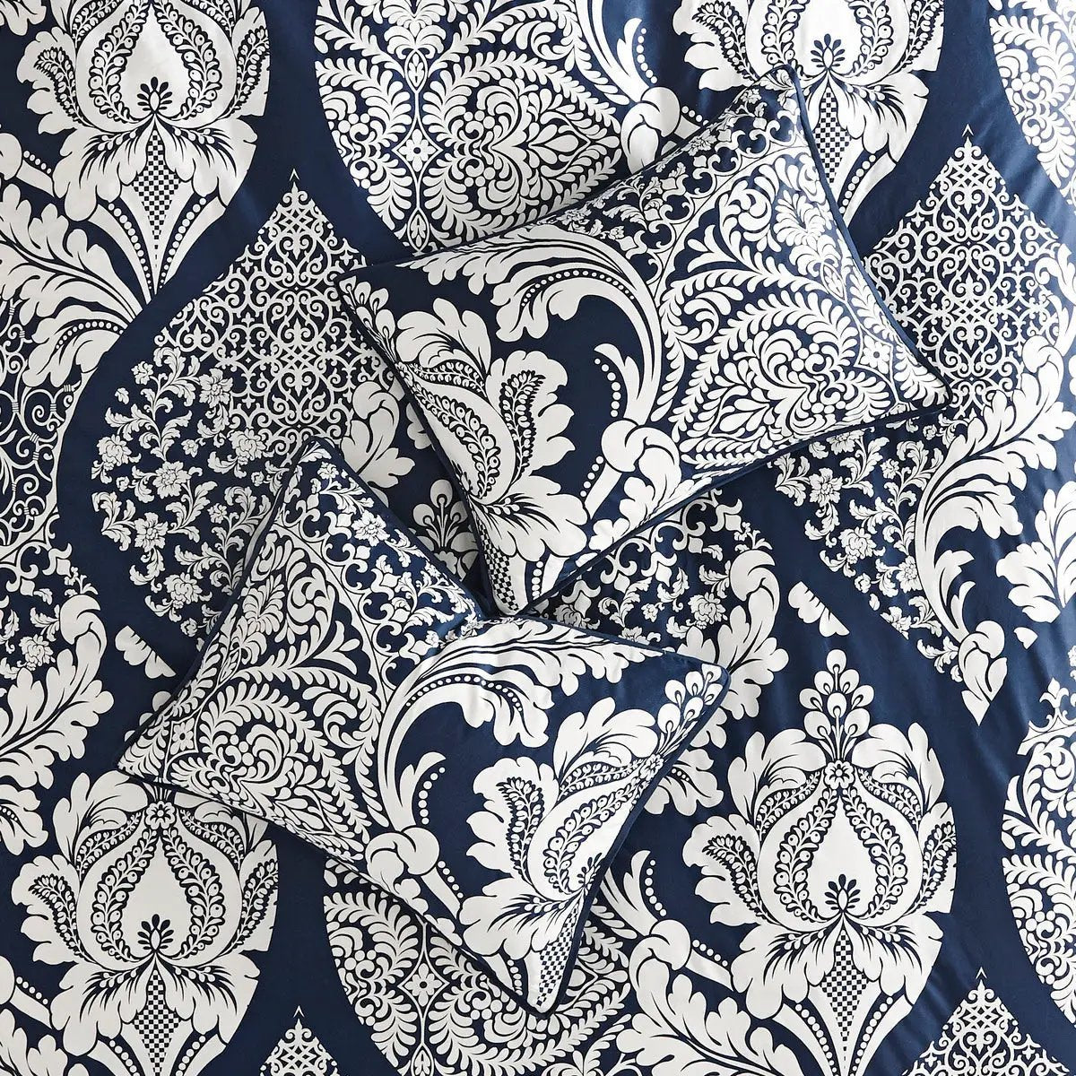 7 Piece Cotton Printed Comforter Set - Indigo - Cal King by HouseOfZazla