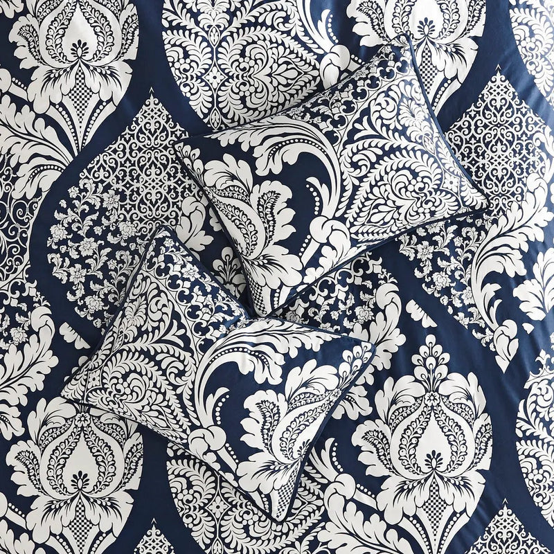 7 Piece Cotton Printed Comforter Set - Indigo - Cal King by HouseOfZazla