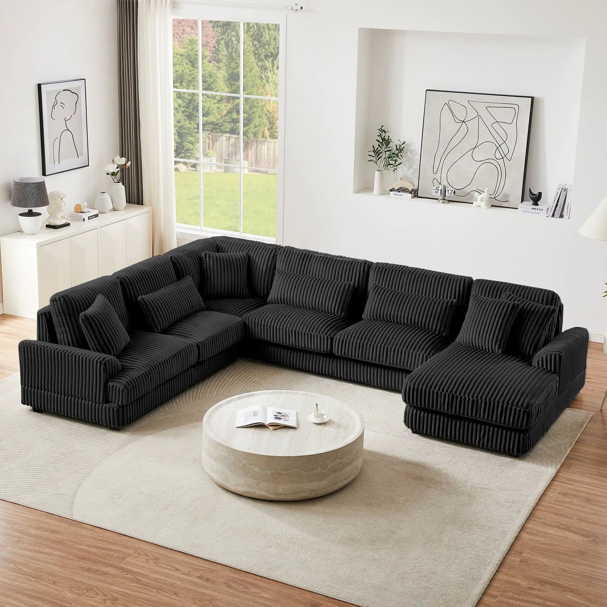 Oversized Sectional Sofa U - Shaped Sofa Couch Modern Sofa Upholstered In Soft With A Chaise Lounge For Living Room by HouseOfZazla