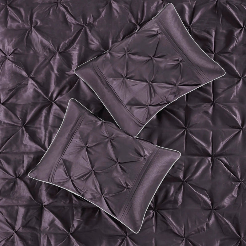 7-Piece Queen 100% Polyester Pieced Pleated Tufted Comforter Set by HouseOfZazla