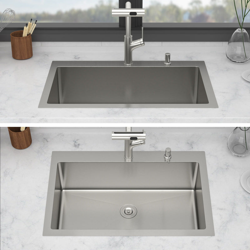 Drop-In Kitchen Sink With Pull-Out Faucet And Soap Dispenser by HouseOfZazla