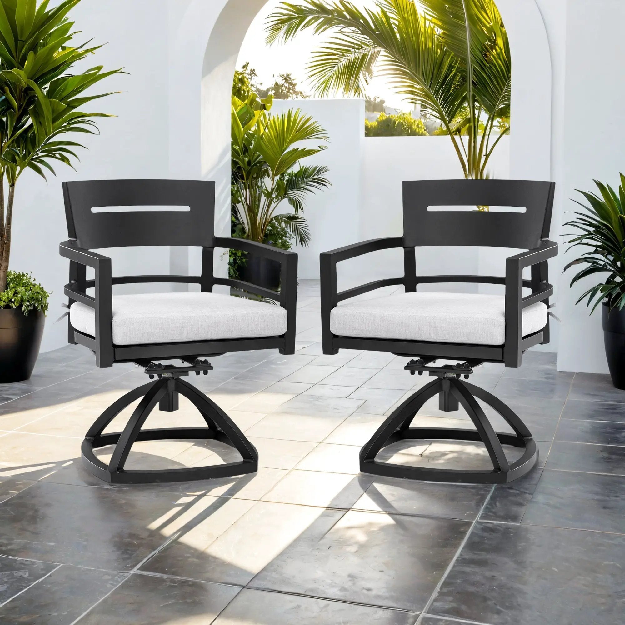 Outdoor Patio Aluminum Swivel Rocker 2PCs with Sunbrella Cushions by HouseOfZazla