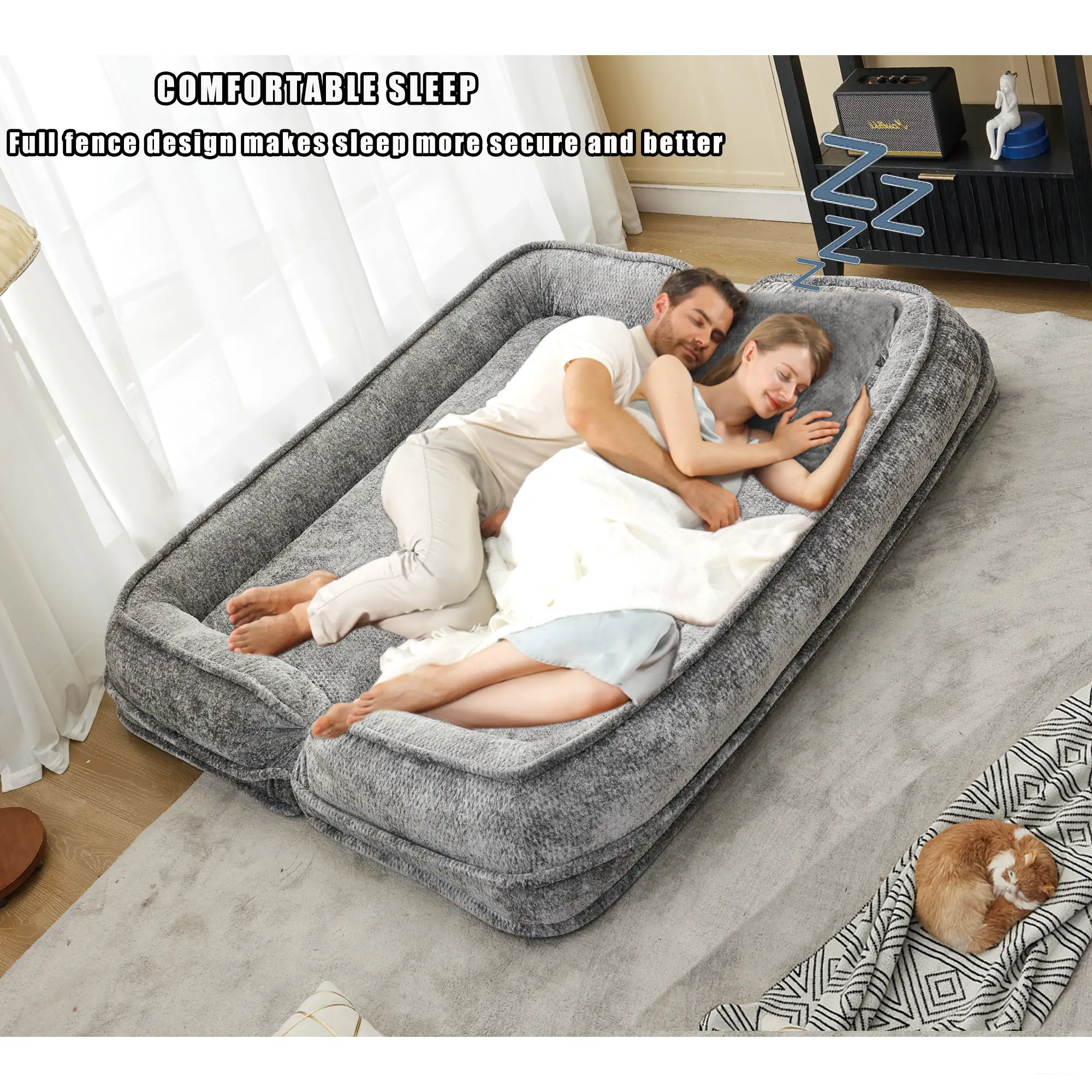 Double Human Dog Bed Loveseat - Extra Large Floor Couch by HouseOfZazla