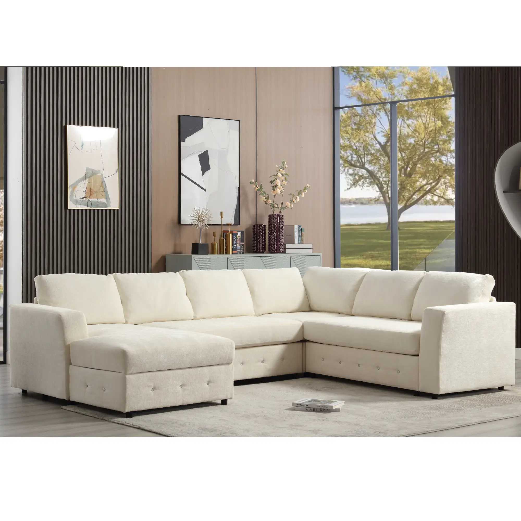110.75" Sectional Sofa with Chaise Storage by HouseOfZazla