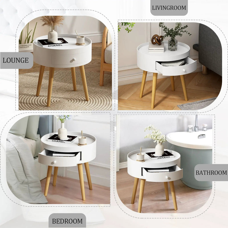 Nightstand With Storage Drawer, Bedside Table For Bedroom - White by Unique Piece Furniture