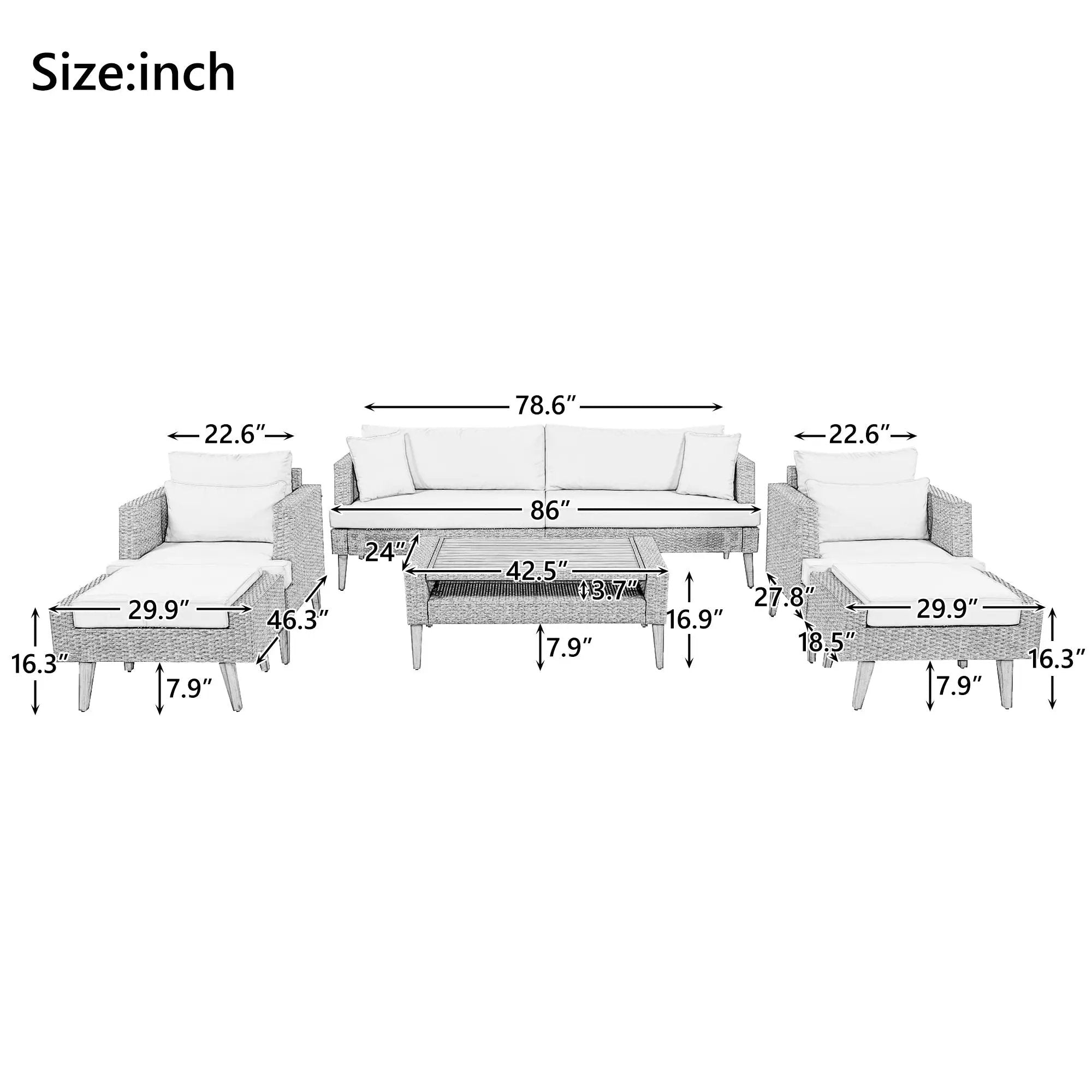 6-Piece All Weather PE Wicker Sofa Set by HouseOfZazla