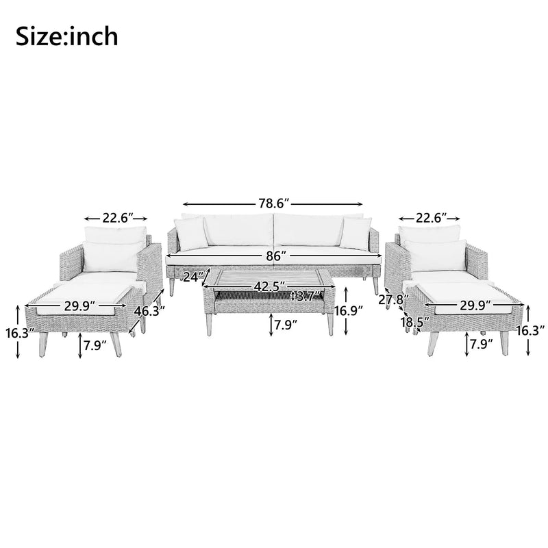 6-Piece All Weather PE Wicker Sofa Set by HouseOfZazla