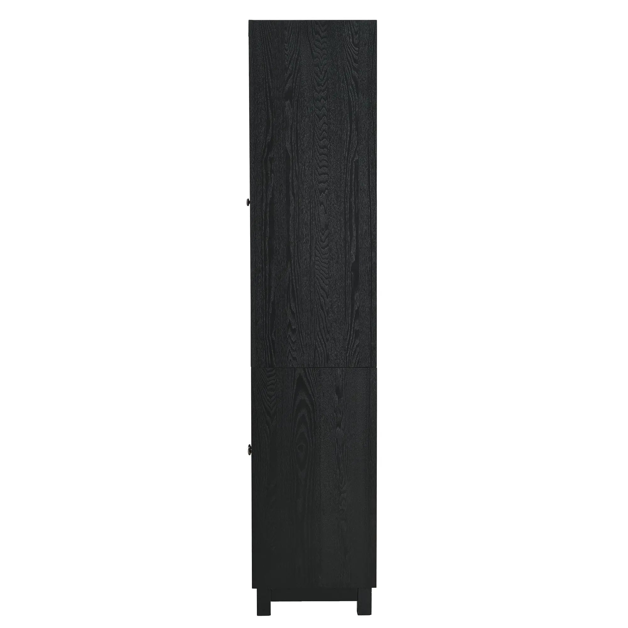 Mid Century Modern Style Tall Display Cabinet With Glass Doors For Collectibles - Black by HouseOfZazla