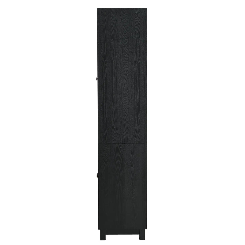 Mid Century Modern Style Tall Display Cabinet With Glass Doors For Collectibles - Black by HouseOfZazla