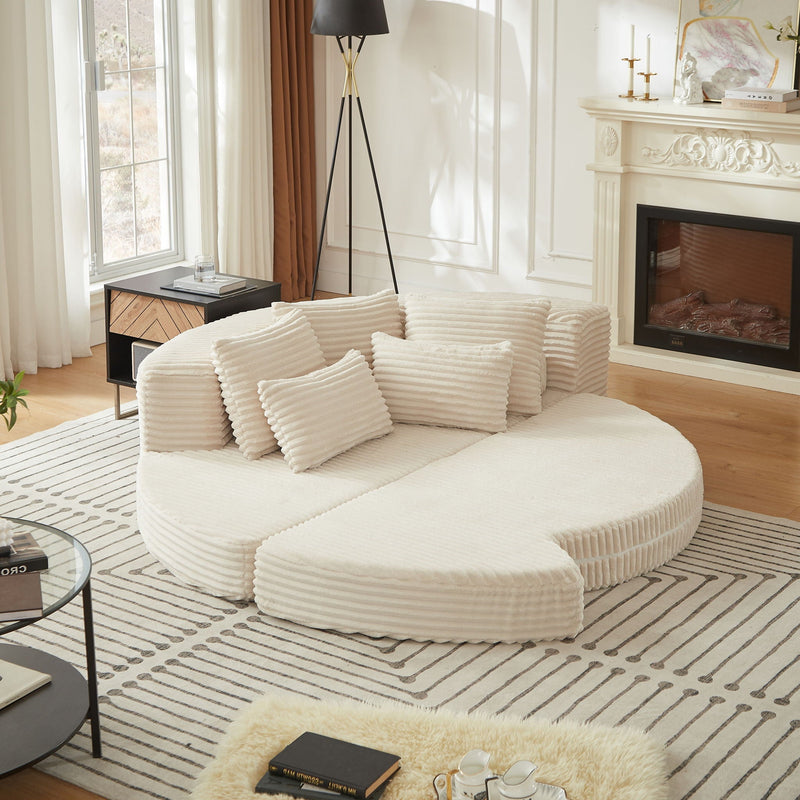 Semi Circular 2 In 1 Sofa Bed With Neck Pillow And Throw Pillows by HouseOfZazla