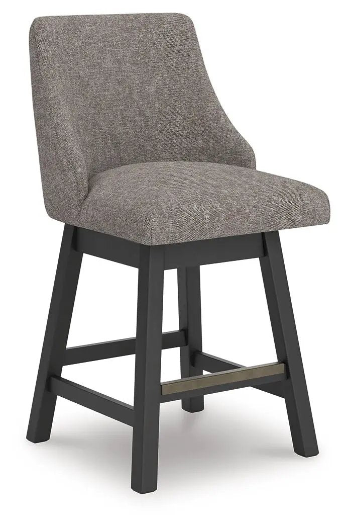 Neymorton - Upholstered Swivel Barstool (Set of 2) - Dark Grayish Brown by Unique Piece Furniture