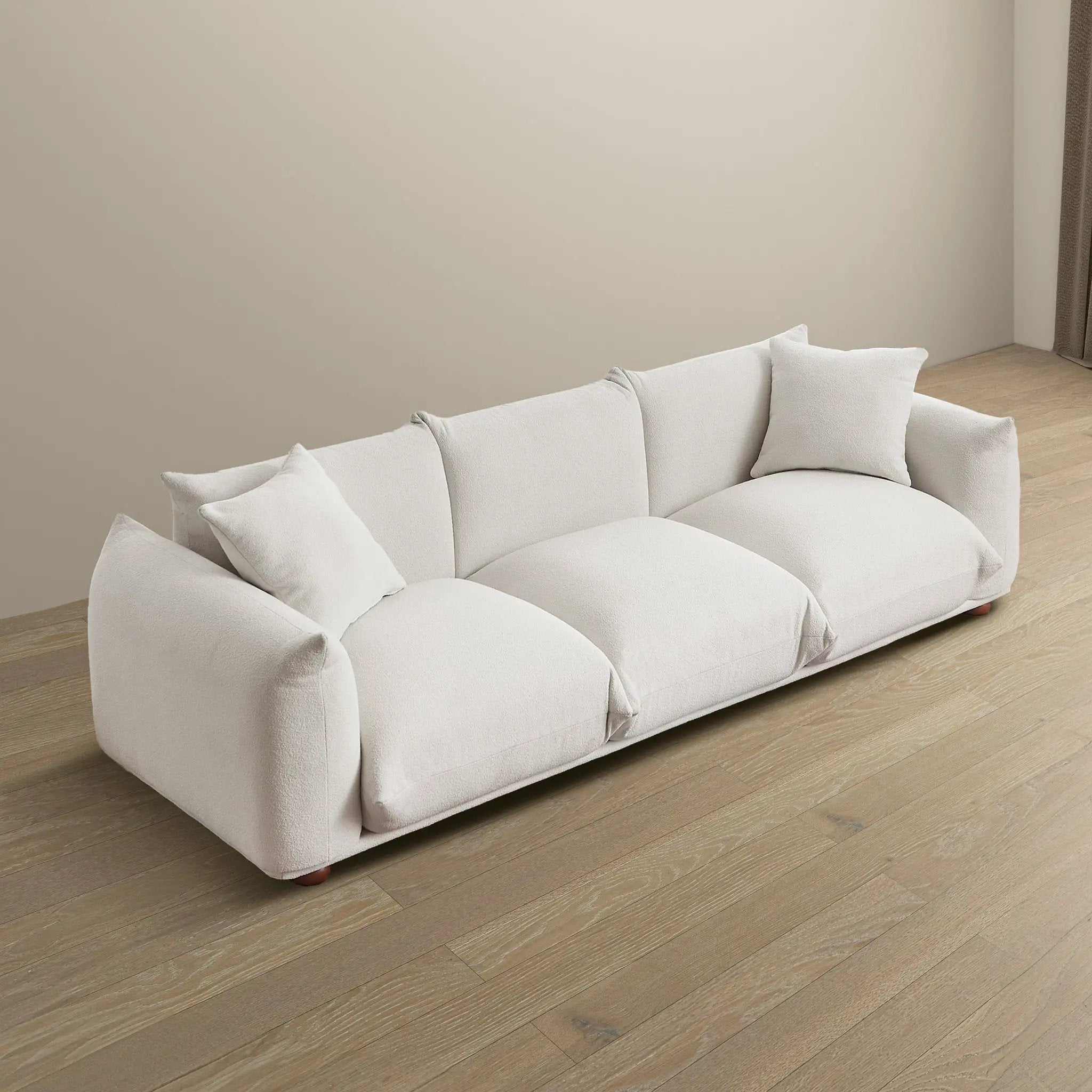 Kely Modern 100'' Cream Boucle Upholstered Sofa by HouseOfZazla