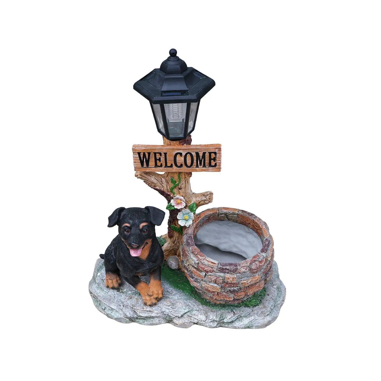Puppy Dog Solar Planter Outdoor Statue by HouseOfZazla