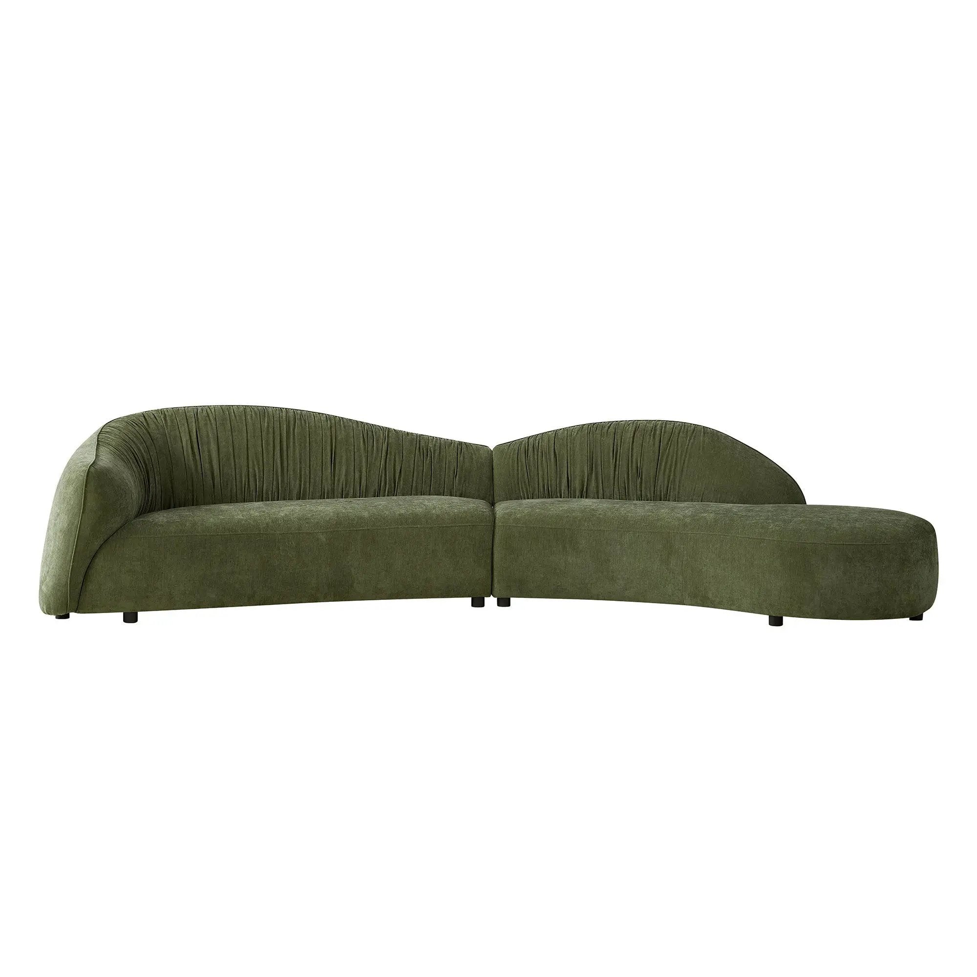 145.67" Mid-Century Upholstered Comfy Couch with Facing Chaise Right by HouseOfZazla