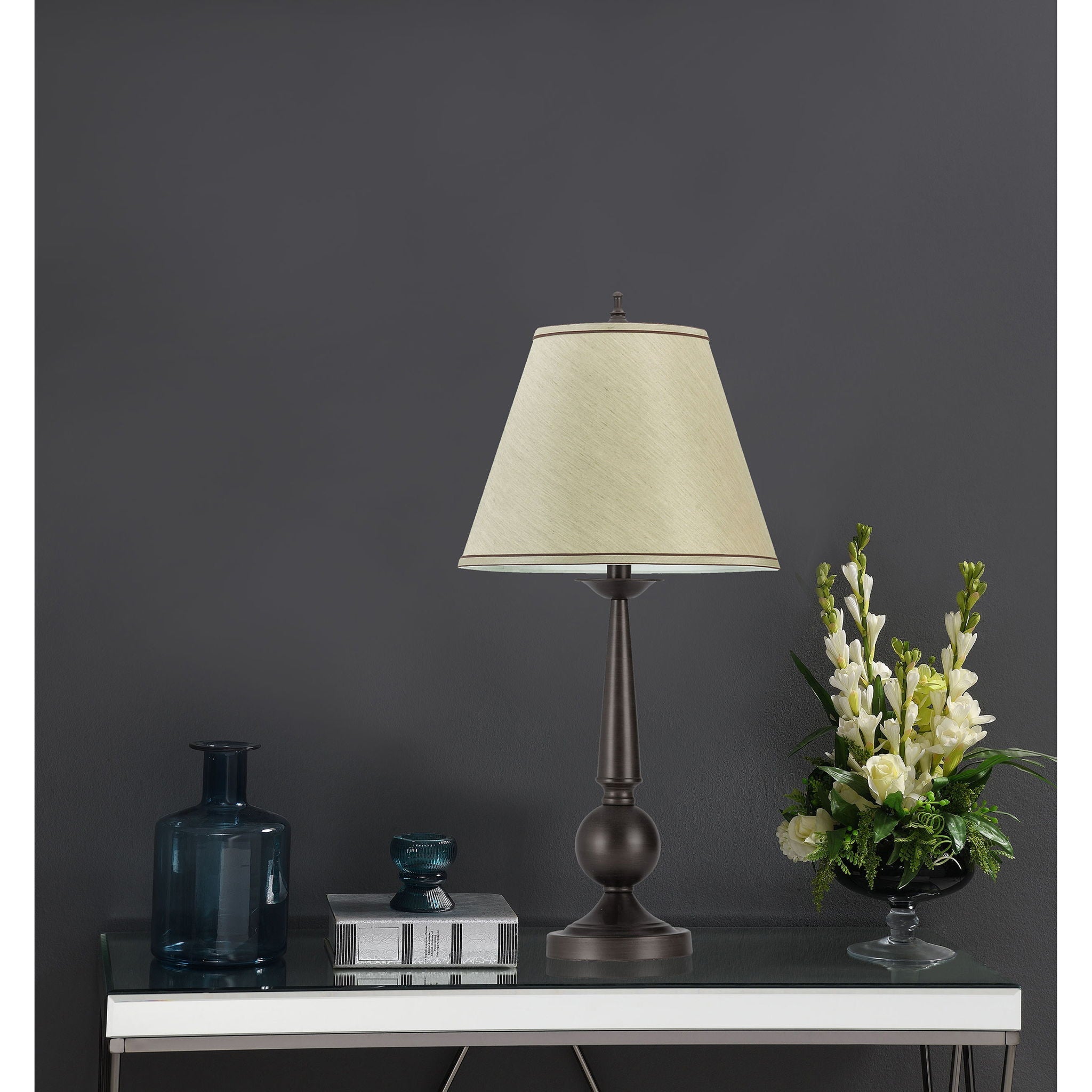 Table Lamps With Cone Shade (Set of 2) - Beige / Brown by HouseOfZazla