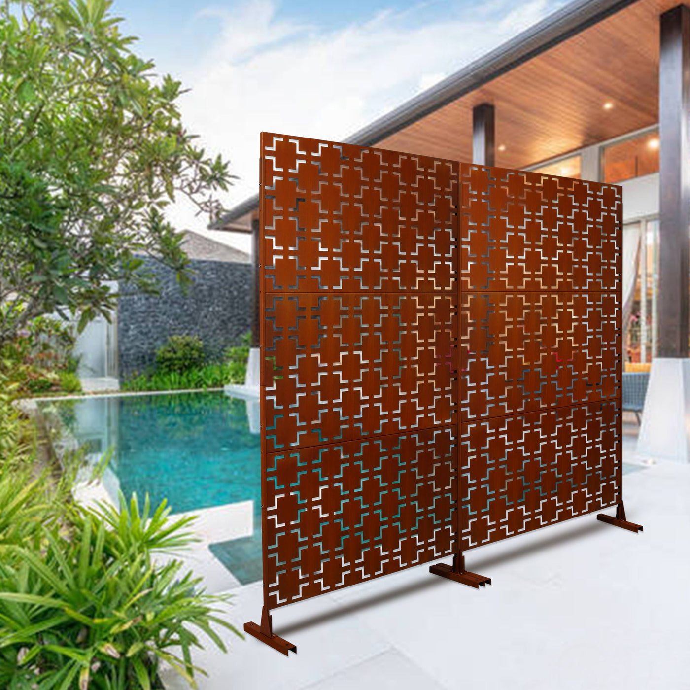 Outdoor & Indoor Metal Privacy Freestanding Decorative Screen by Unique Piece Furniture