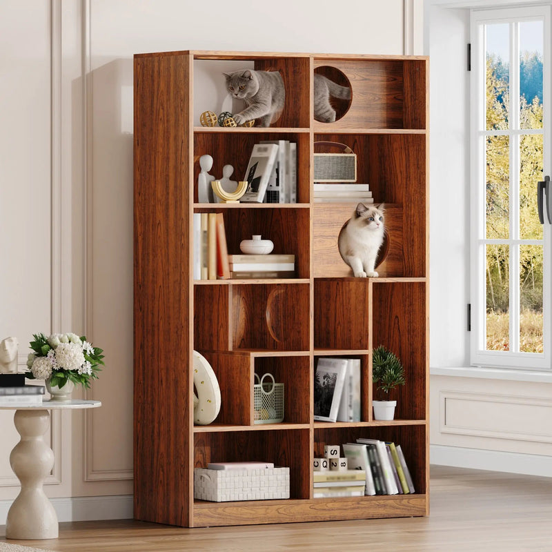 Modern 2 in 1 Wood Bookshelf Cat House by HouseOfZazla