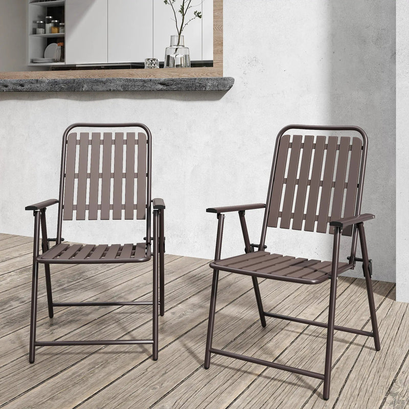 3-Piece Outdoor Patio Furniture Set with Foldable Chairs & Tempered Glass Table by HouseOfZazla