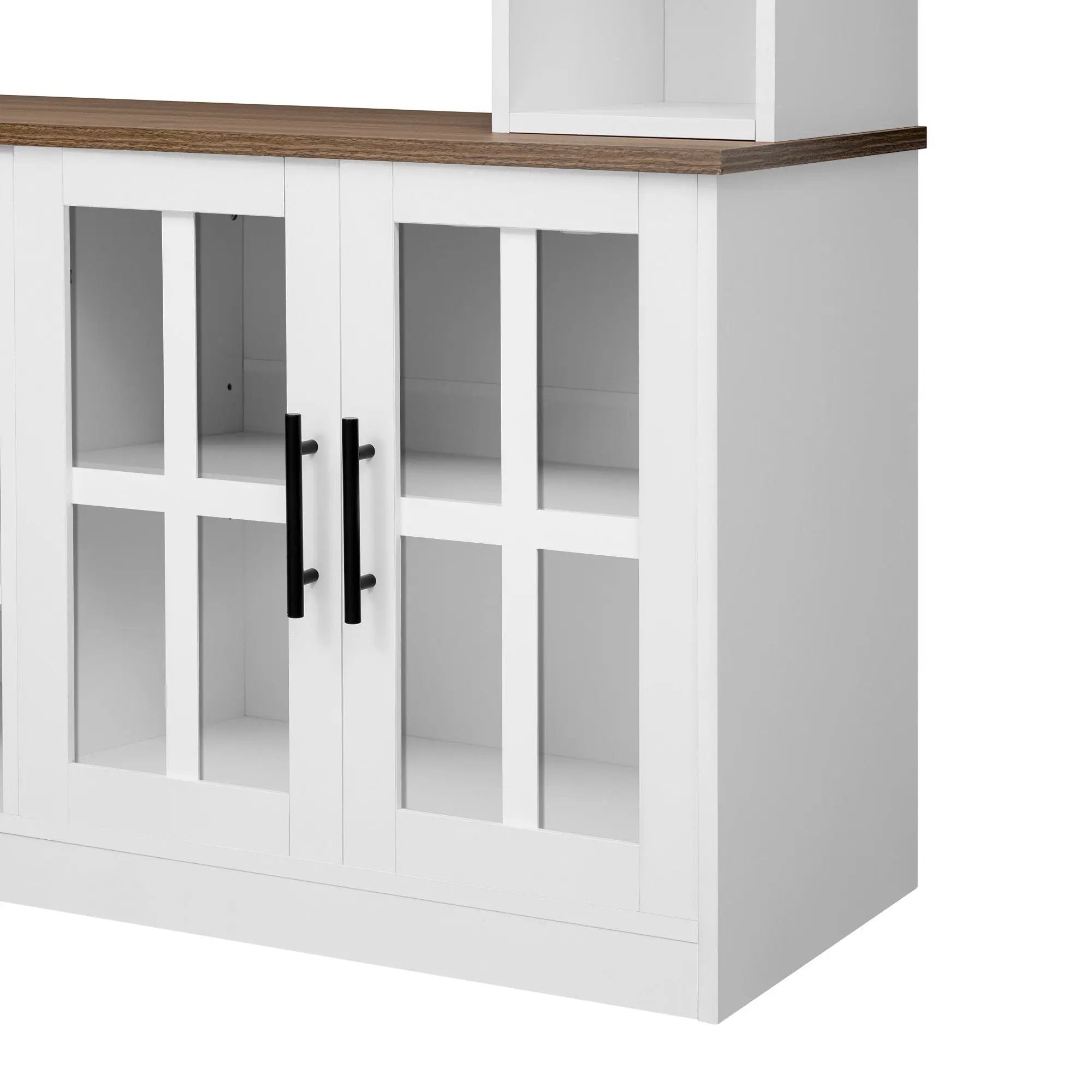 Wall Unit Entertainment Center With Bookshelves For TVs Up To 80", Tempered Glass Doors And Adjustable Shelves by HouseOfZazla