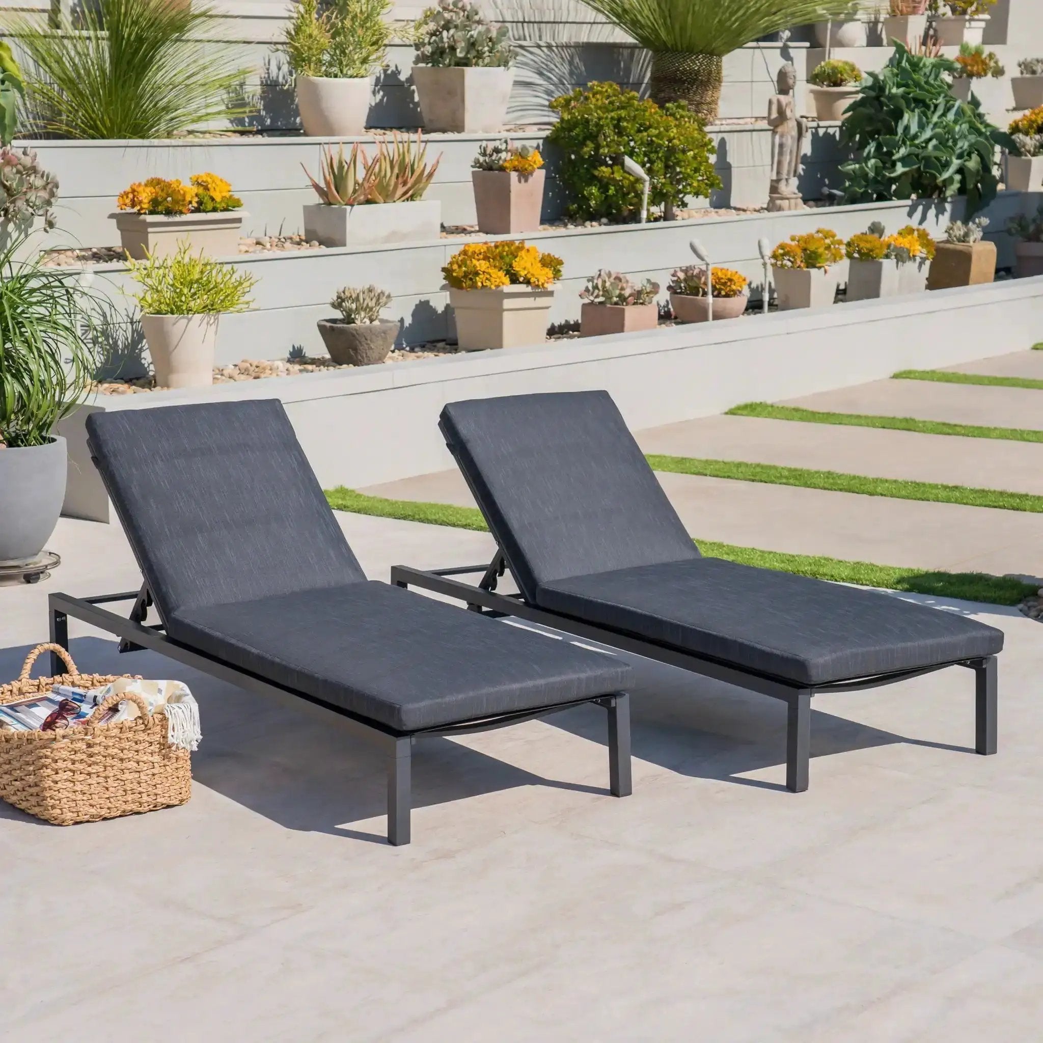 Modern Chaise Lounge with Water Resistant Fabric Cushions by HouseOfZazla