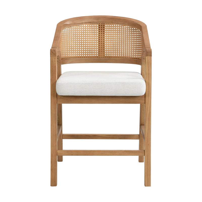 Wooden Frame Counter Stool with Rattan Back - Set of 2 by HouseOfZazla