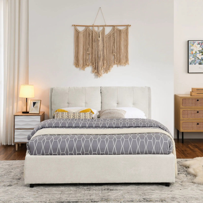 Storage Upholstered Hydraulic Platform Bed With Integrated Headboard by Unique Piece Furniture
