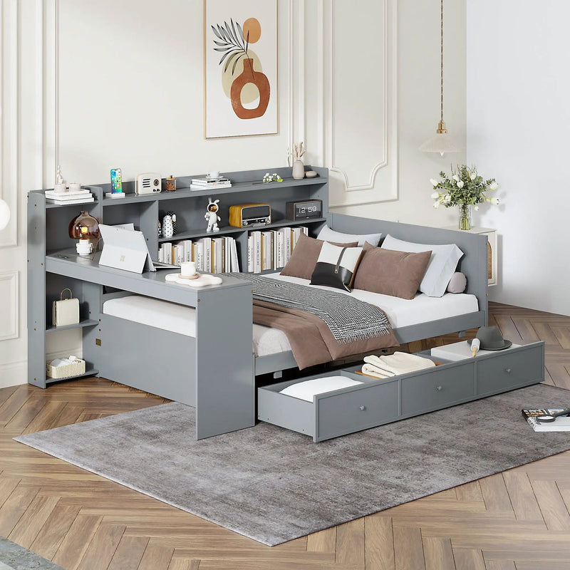 Daybed With 3 Drawers USB Ports And Desk by Unique Piece Furniture