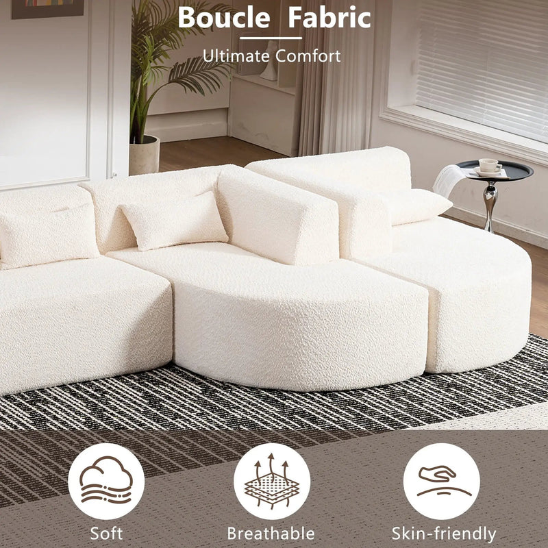 Upholstered Sofa Free Combined Sofa Couch With 2 Chaise Lounge And Five Back Pillows For Living Room by Unique Piece Furniture
