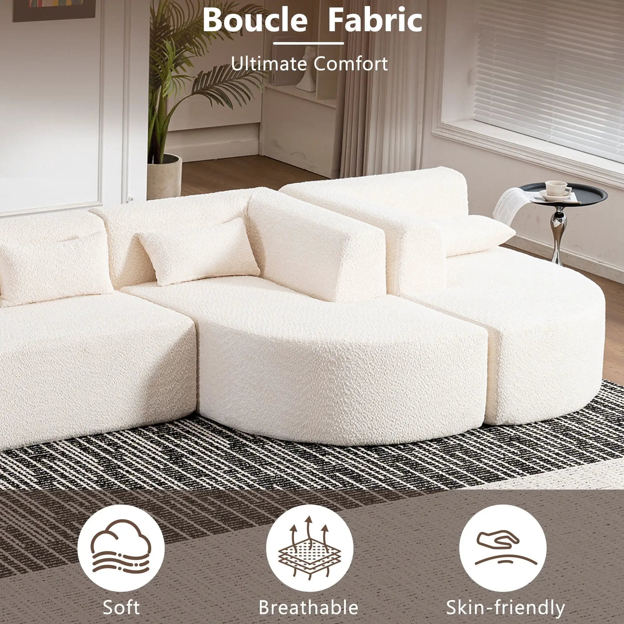 Upholstered Sofa Free Combined Sofa Couch With 2 Chaise Lounge And Five Back Pillows For Living Room by HouseOfZazla