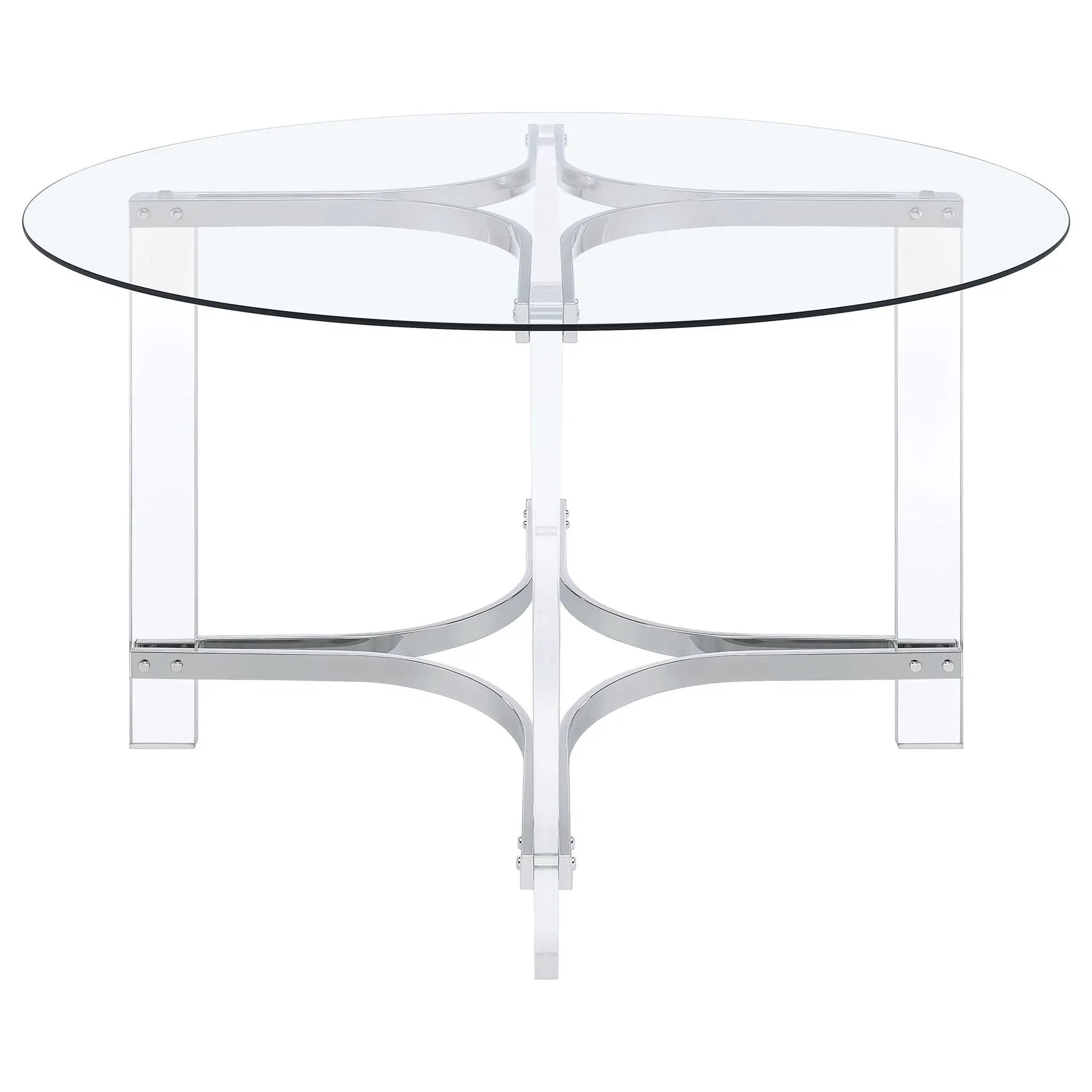 Keeling 47-inch Round Glass Top Acrylic Dining Table Chrome by Unique Piece Furniture