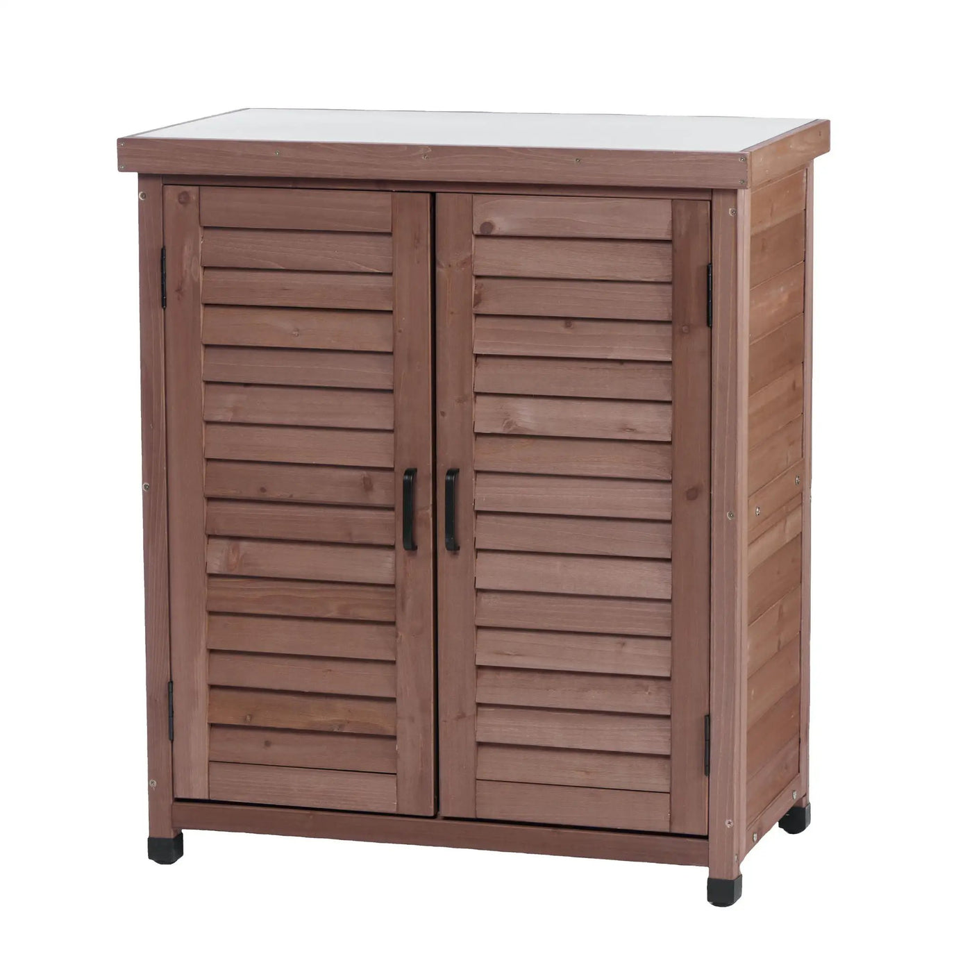 Potting Bench With Storage Cabinet And Metal Table Top For Outdoor by HouseOfZazla