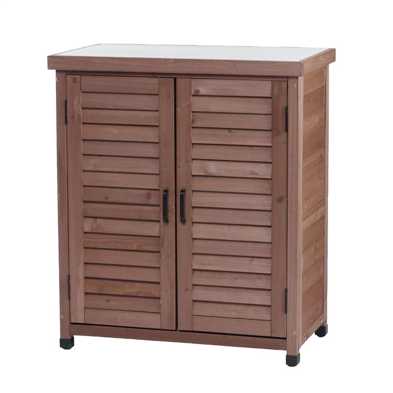 Potting Bench With Storage Cabinet And Metal Table Top For Outdoor by HouseOfZazla