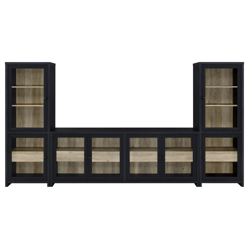 Denison 3-piece Entertainment Center 79-inch TV Stand Black by Unique Piece Furniture
