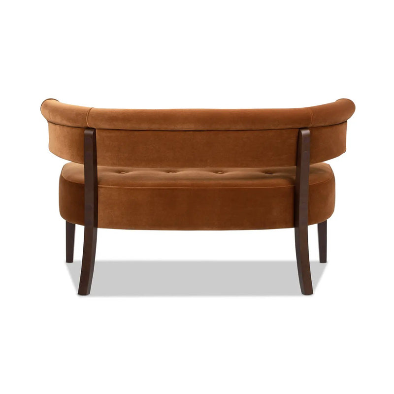 Jared Roll Arm Tufted Bench Settee, Burnt by HouseOfZazla