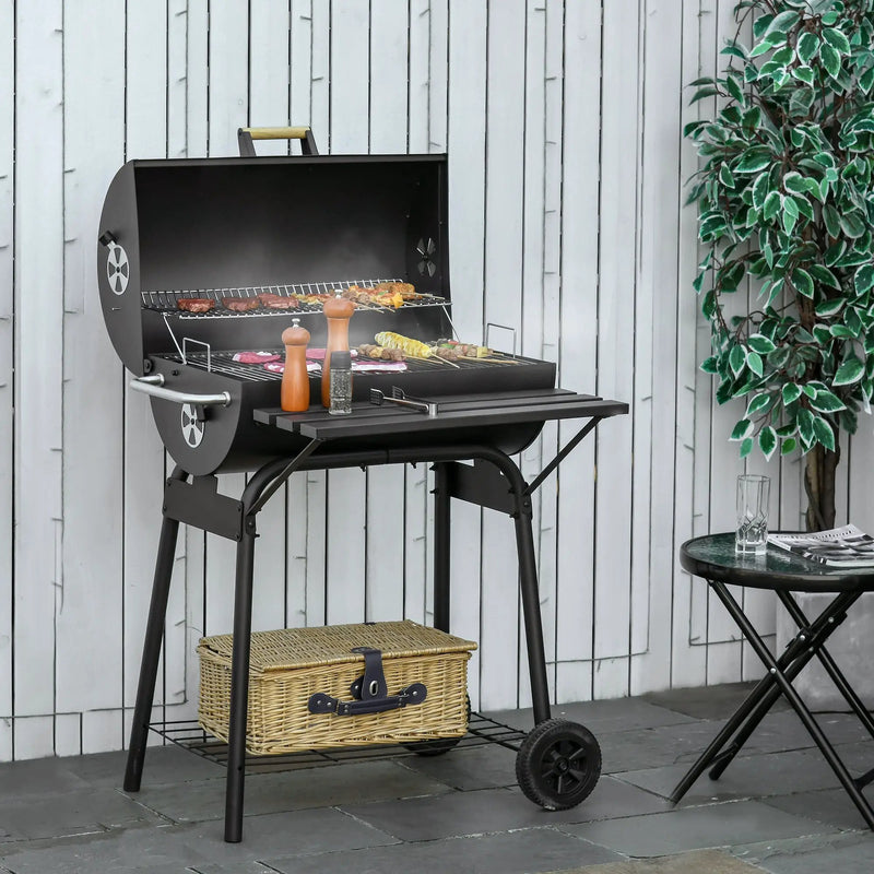 Outsunny 30' Portable Barrel Charcoal BBQ Grill Steel Outdoor Smoker by HouseOfZazla