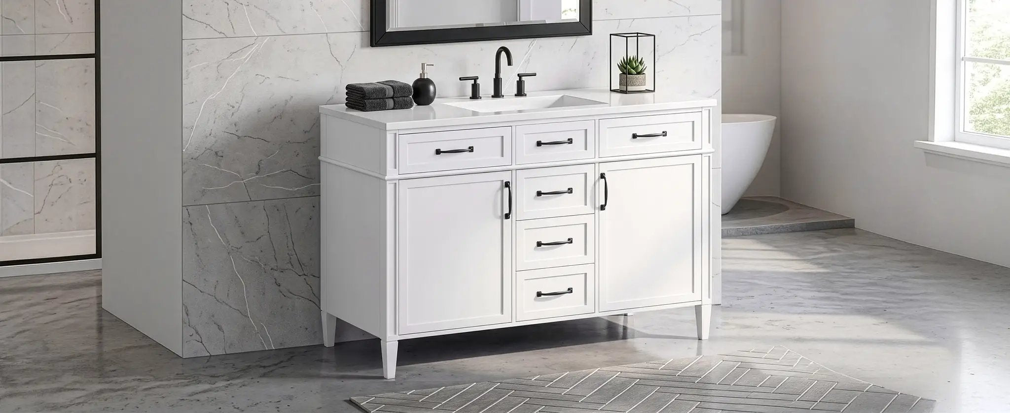48 Inch Bathroom Vanity with Composite Sink Top by HouseOfZazla