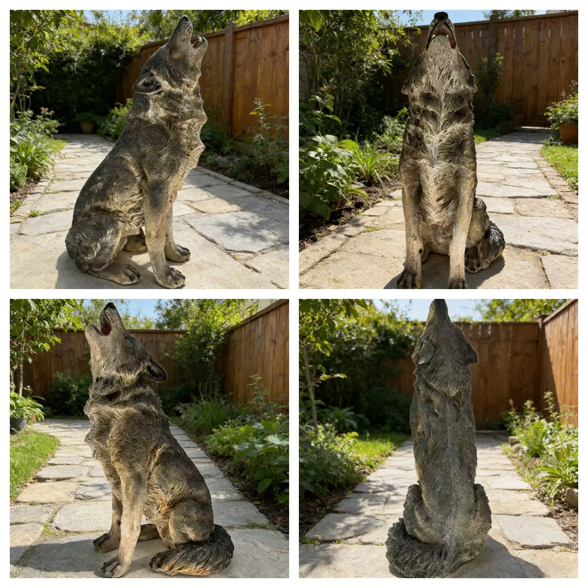 29.72" H x 17.91" L Simulated Howling Wolf Garden Statue by HouseOfZazla