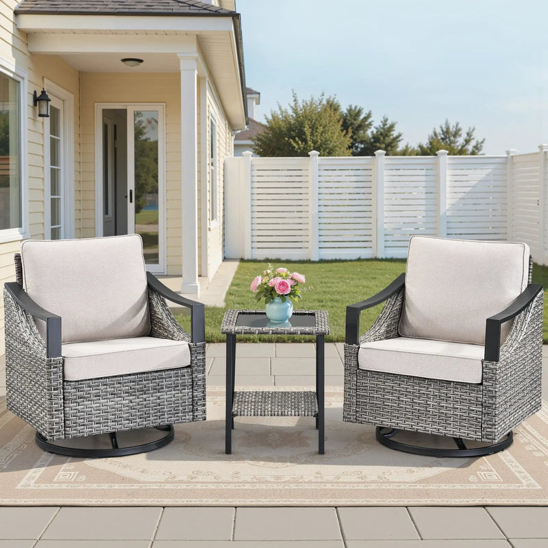 3-Piece Outdoor Conversation Set with Swivel Rocking Chairs by HouseOfZazla