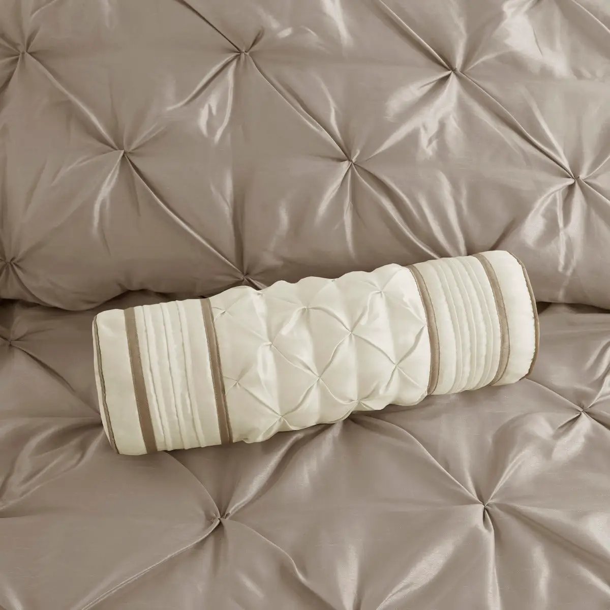 7 Piece Tufted Comforter Set Taupe King by HouseOfZazla