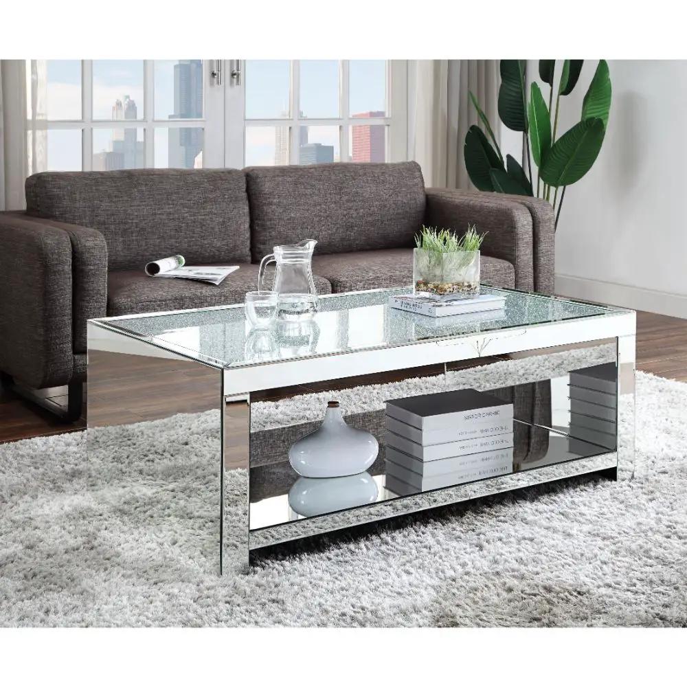 Noralie - Coffee Table - Clear Glass, Mirrored & Faux Diamonds by Unique Piece Furniture