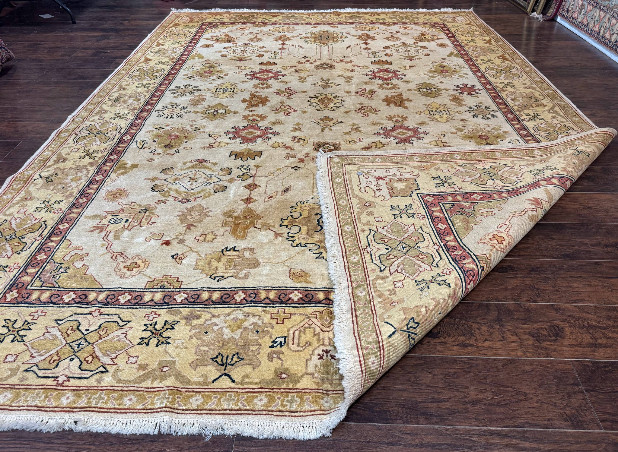 Turkish Oushak Rug 9x12, Oat Color, Wool Carpet by Jewel Rugs