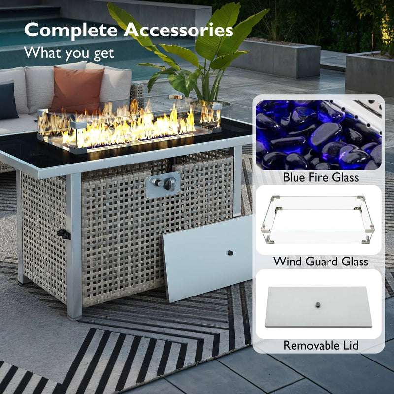 K&K 43' Propane Gas Fire Pit Table, Grey by HouseOfZazla