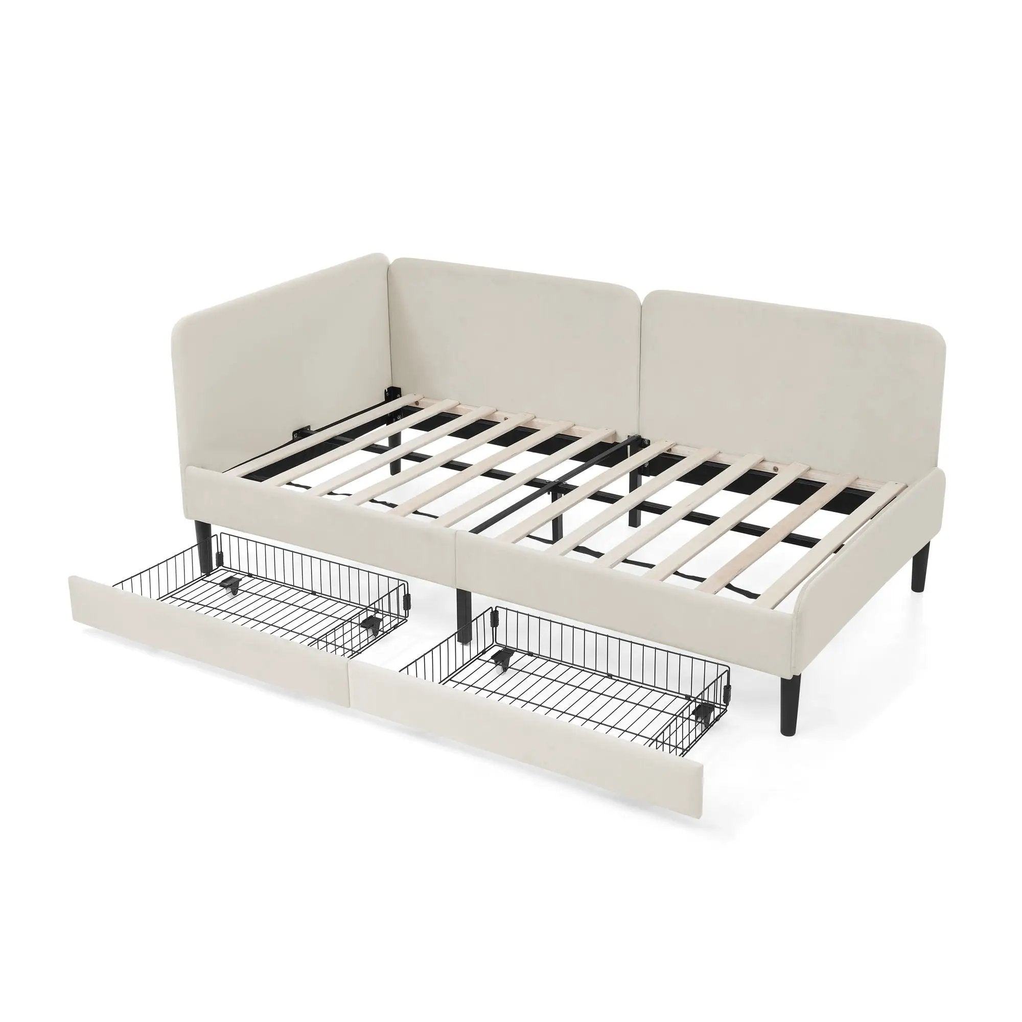 Upholstered Platform Bed Frame With 2 Storage Drawers And Adjustable Sofa Bed by Unique Piece Furniture
