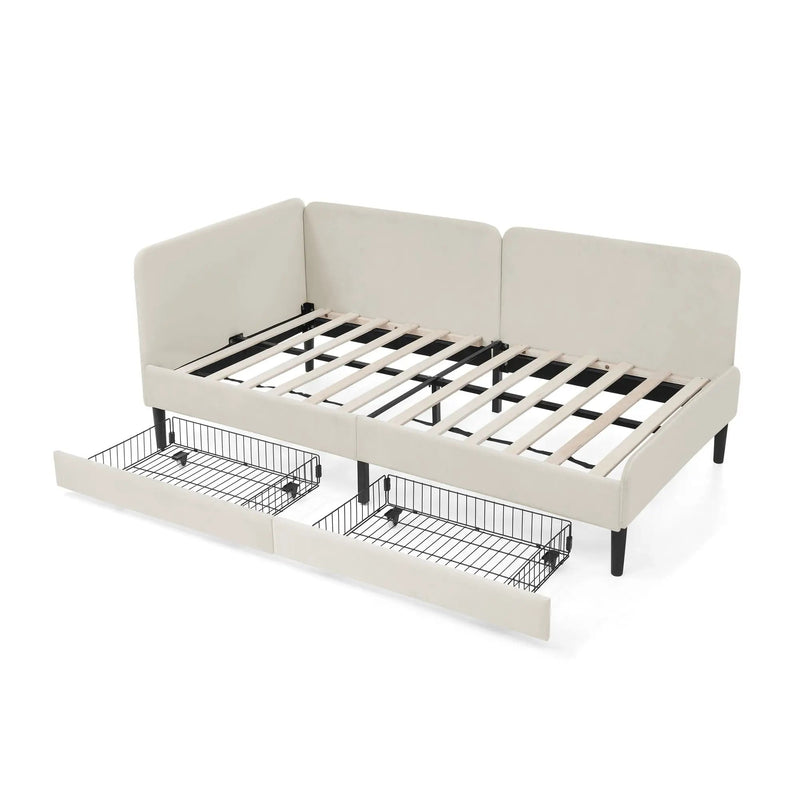 Upholstered Platform Bed Frame With 2 Storage Drawers And Adjustable Sofa Bed by Unique Piece Furniture