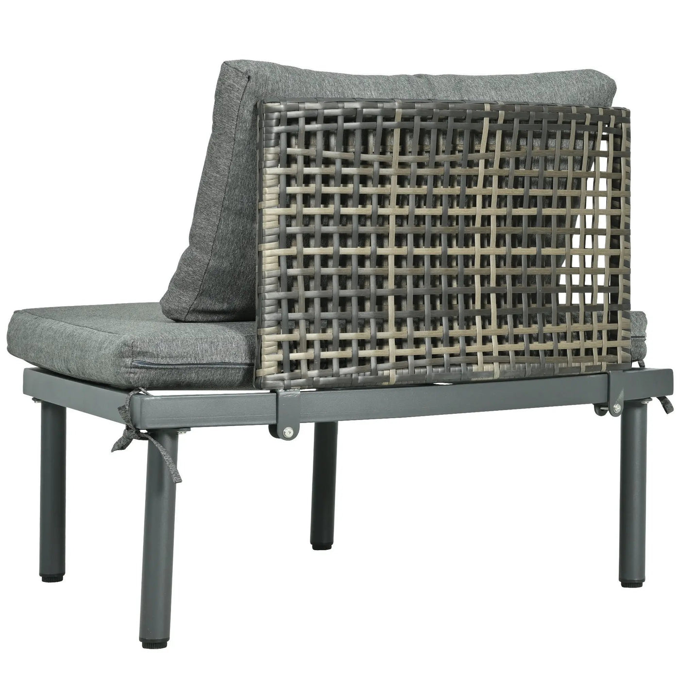 6 Piece Patio Set, Half Moon Outdoor Sectional Sofa With 2 High Low Coffee Tables, 4 Pillows & Cushions by HouseOfZazla