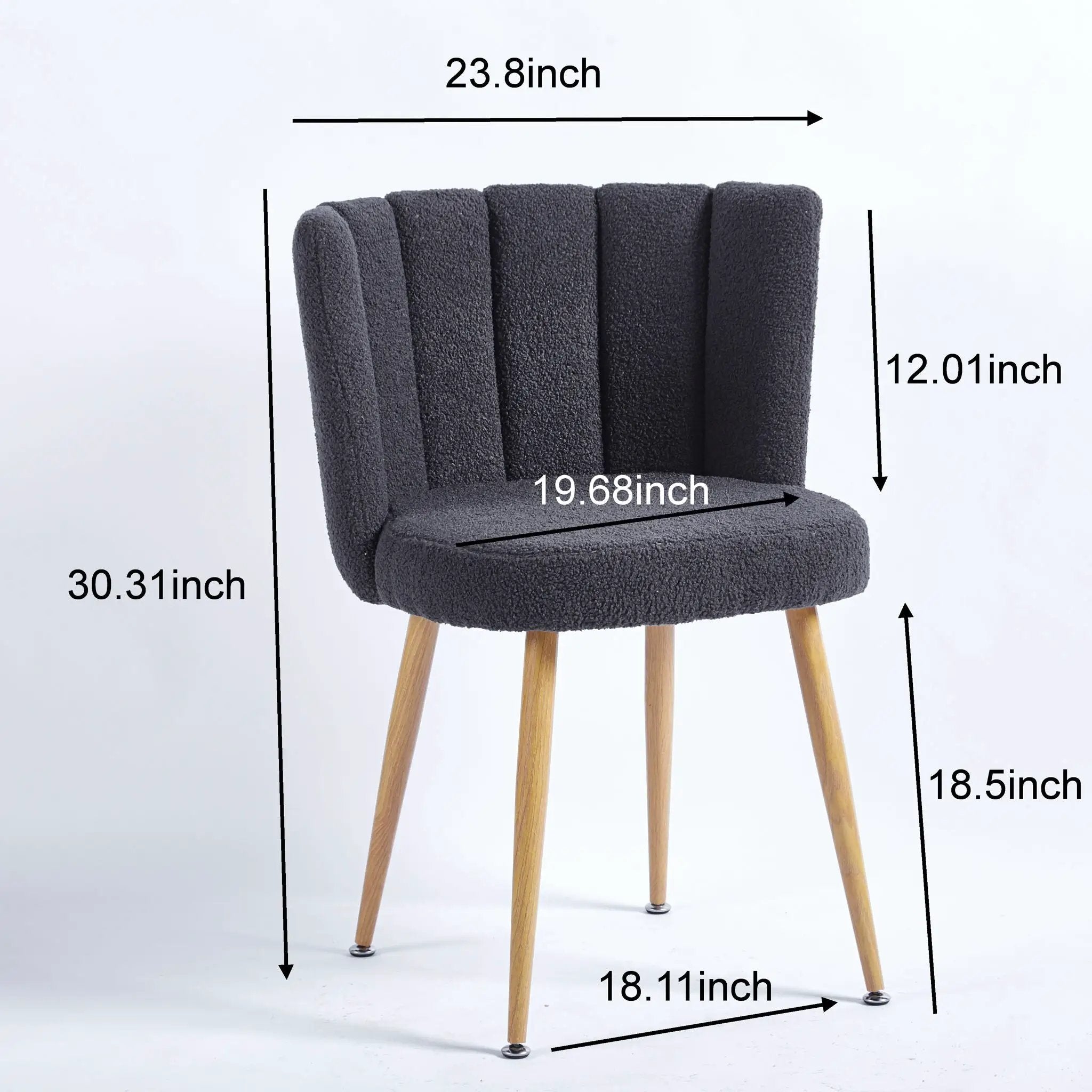 Modern Dining Chair (Set of 2) With Iron Tube Wood Color Legs, Shorthair Cushions And Comfortable Backrest, Suitable For Dining Room, Living Room, Cafe, Simple Structure by HouseOfZazla