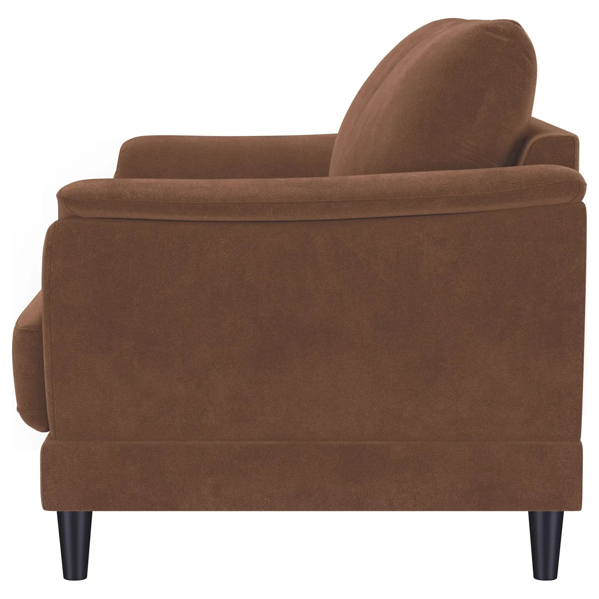 Selma Velvet Upholstered Crescent Arm Loveseat Rust by Unique Piece Furniture