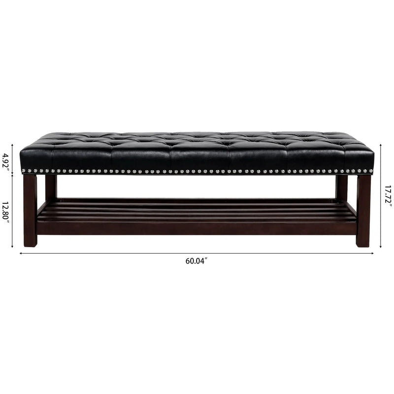 Bedroom End Of Bed Bench Tufted Upholstered End Of Bed Bench End Of Bed Entrance Shoe Bench With Nailhead Trim And Shelf Bedroom Upholstered Bench Living Room Shoe Rack Footstool by HouseOfZazla