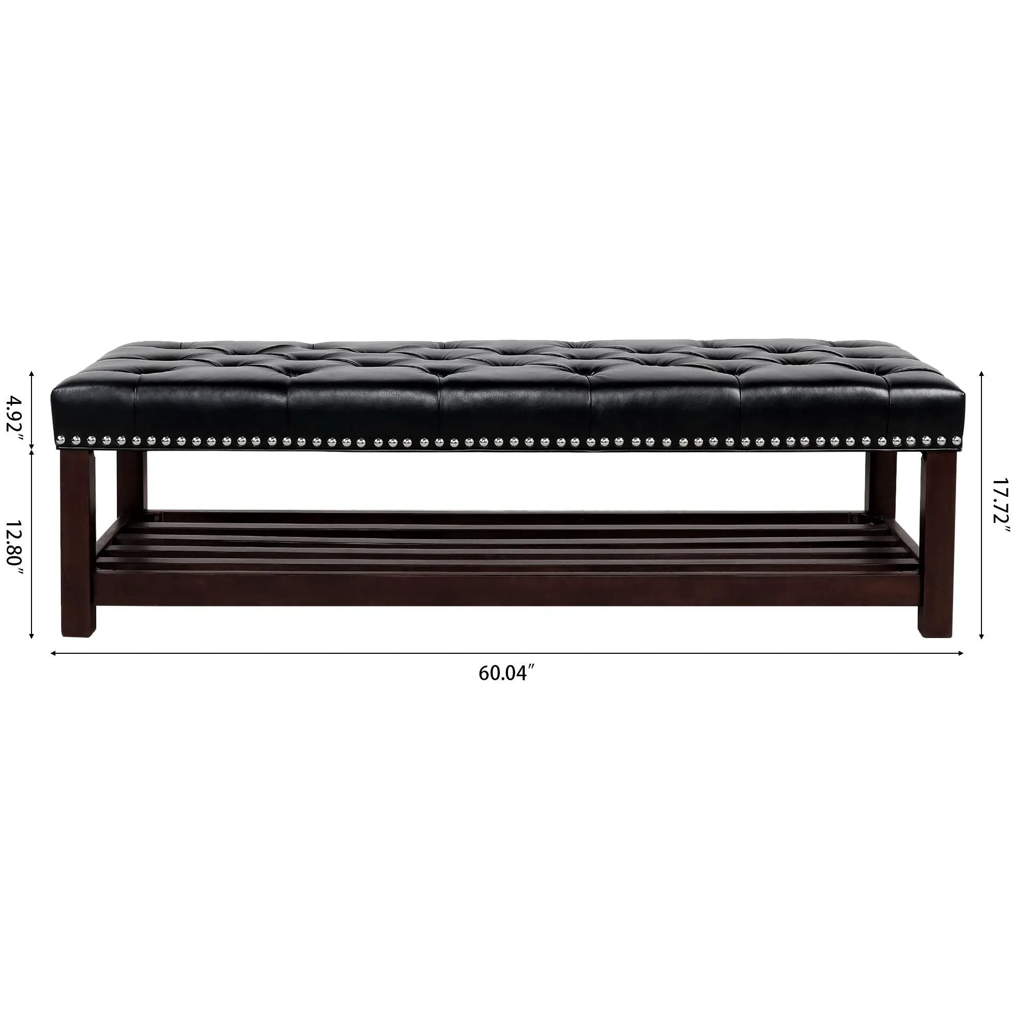 Bedroom End Of Bed Bench Tufted Upholstered End Of Bed Bench End Of Bed Entrance Shoe Bench With Nailhead Trim And Shelf Bedroom Upholstered Bench Living Room Shoe Rack Footstool by Unique Piece Furniture