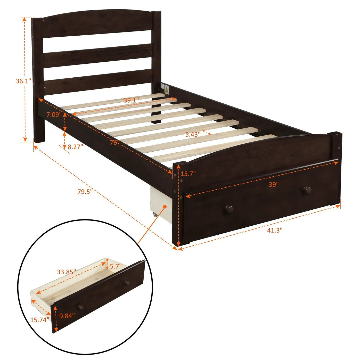 Platform Bed Frame With Storage Drawer And Wood Slat Support No Box Spring Needed by Unique Piece Furniture